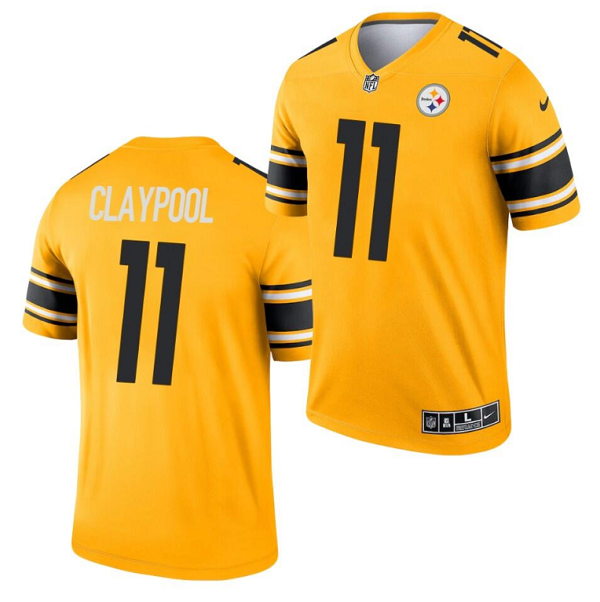 Men's Pittsburgh Steelers #11 Chase Claypool 2021 Gold Inverted Legend Stitched Jersey